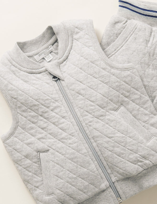 Quilted Vest - Grey Melange