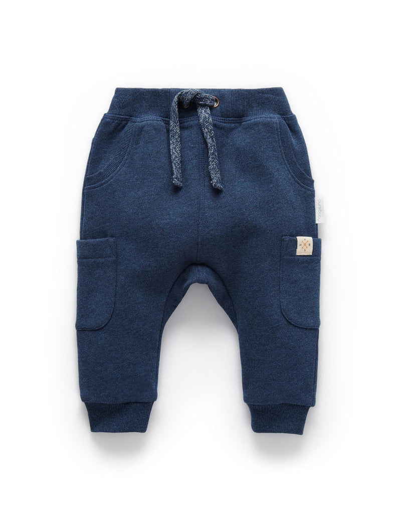 Indigo Slouchy Track Pants - Indigo Melange