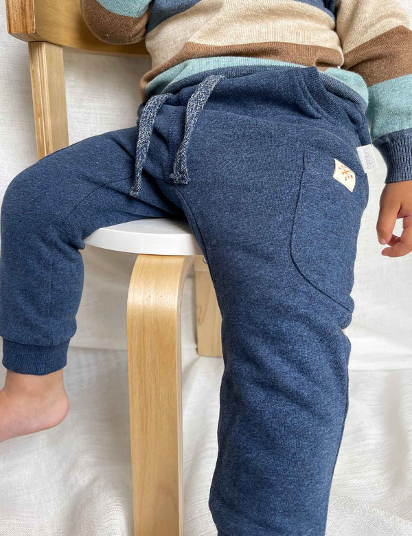 Indigo Slouchy Track Pants - Indigo Melange