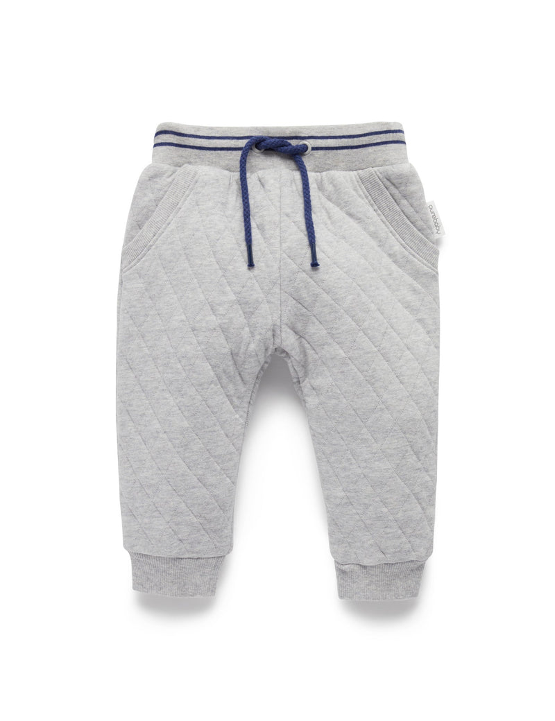 Quilted Track Pants - Grey Melange
