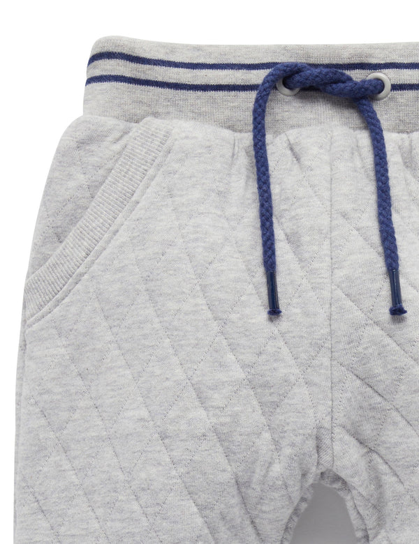 Quilted Track Pants - Grey Melange