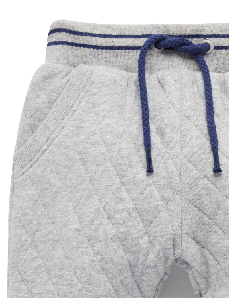 Quilted Track Pants - Grey Melange