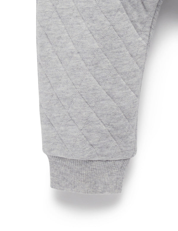 Quilted Track Pants - Grey Melange