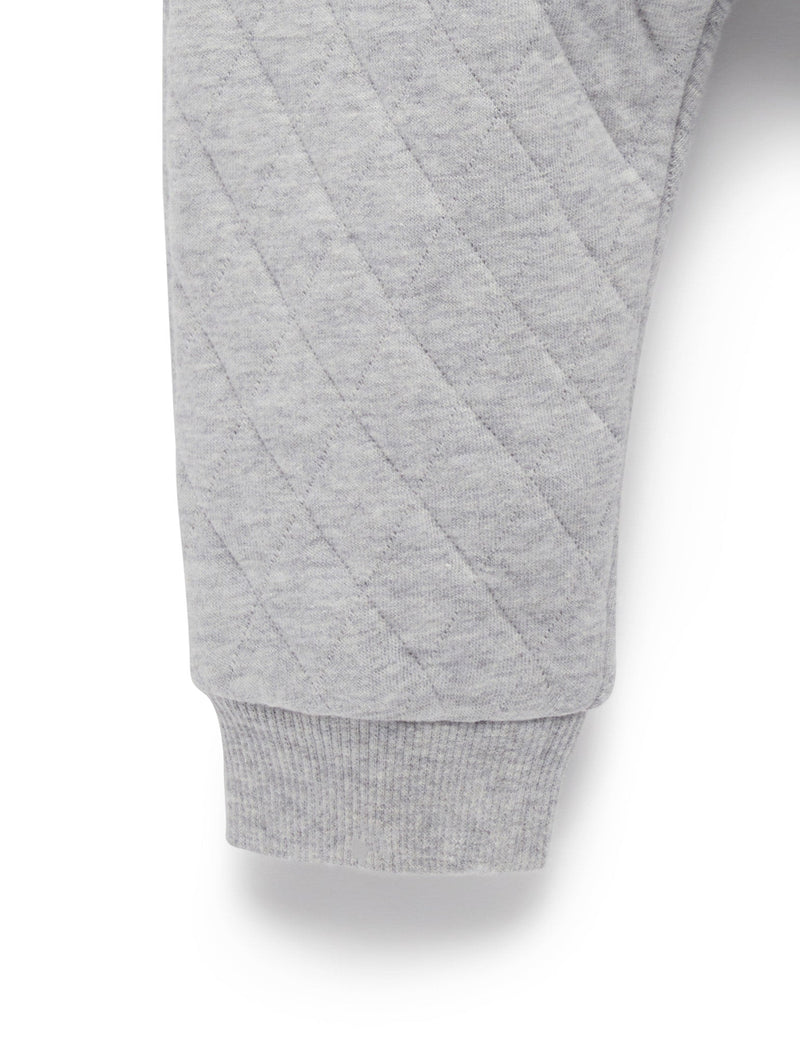 Quilted Track Pants - Grey Melange