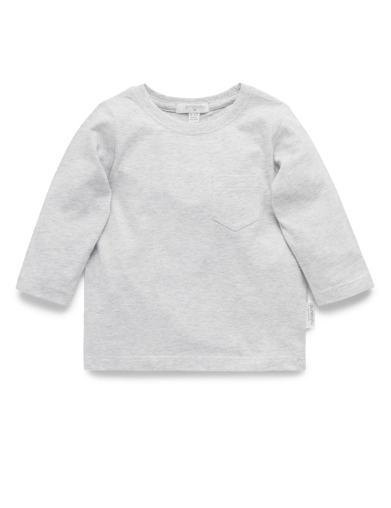 Basic Long Sleeve Tee - Pale Grey Melange