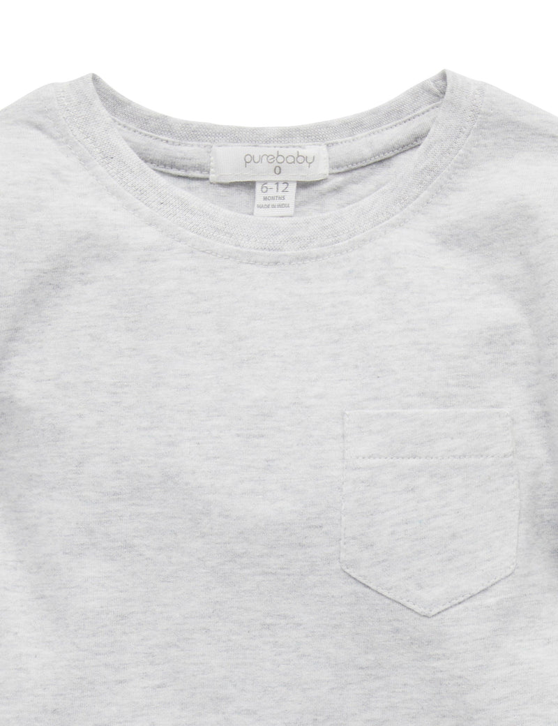 Basic Long Sleeve Tee - Pale Grey Melange