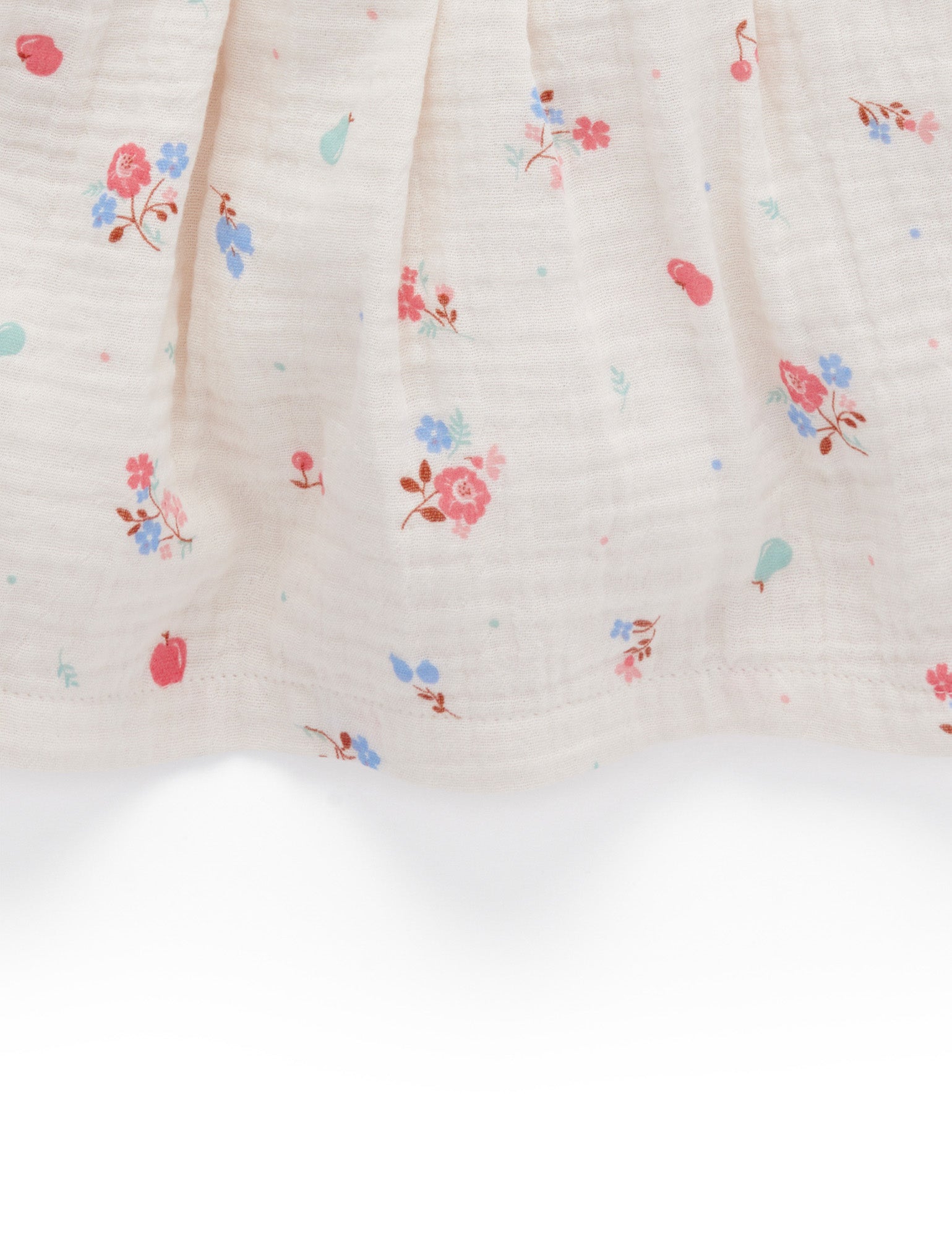 Shirred Dress - Fruits & Flowers Print