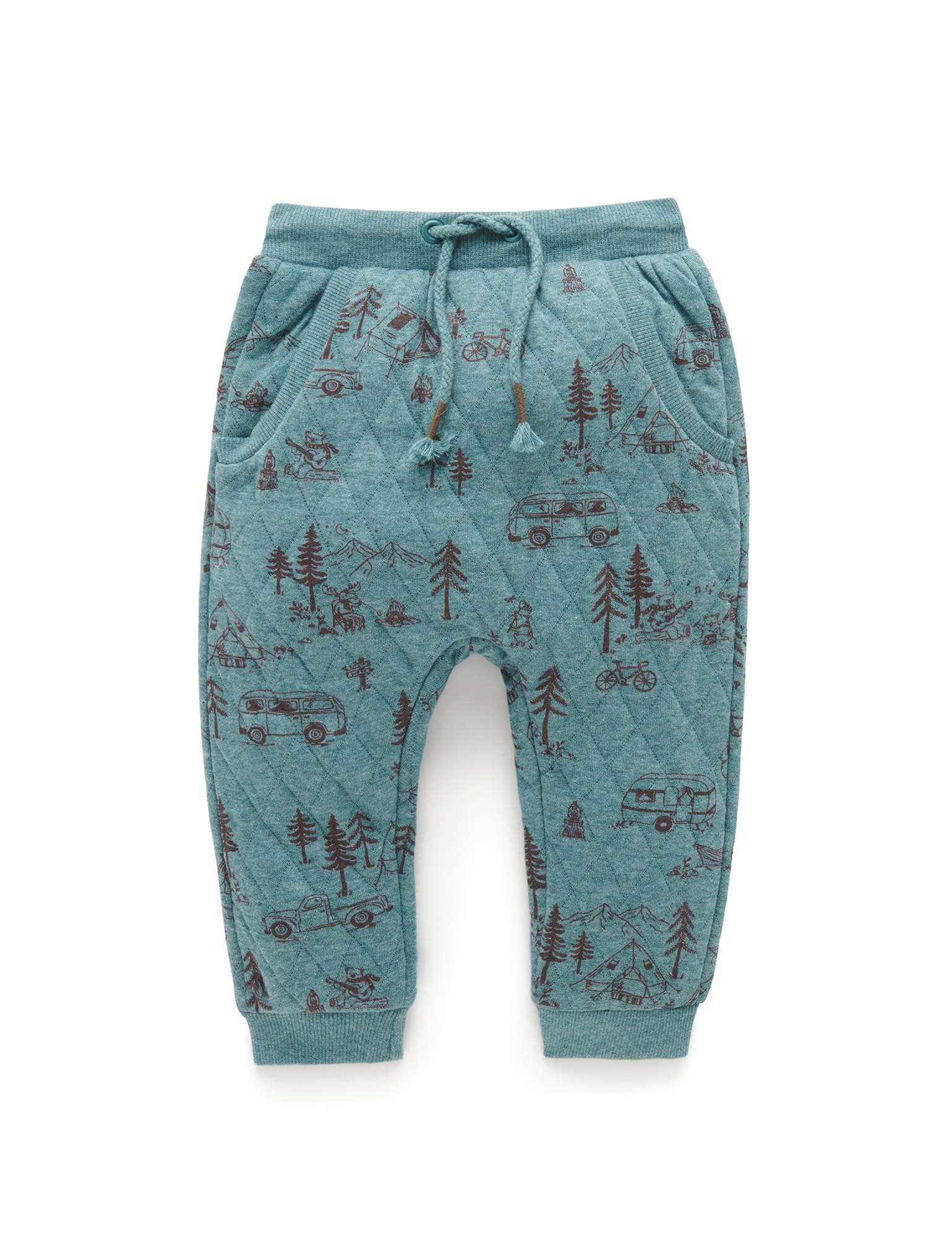 Quilted Track Pants - Camp Site Print