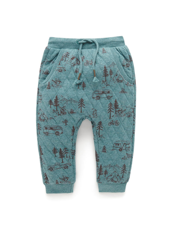 Quilted Track Pants - Camp Site Print