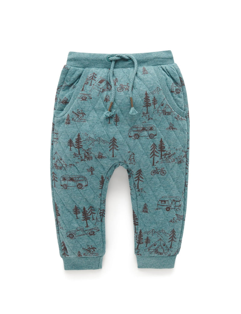 Quilted Track Pants - Camp Site Print