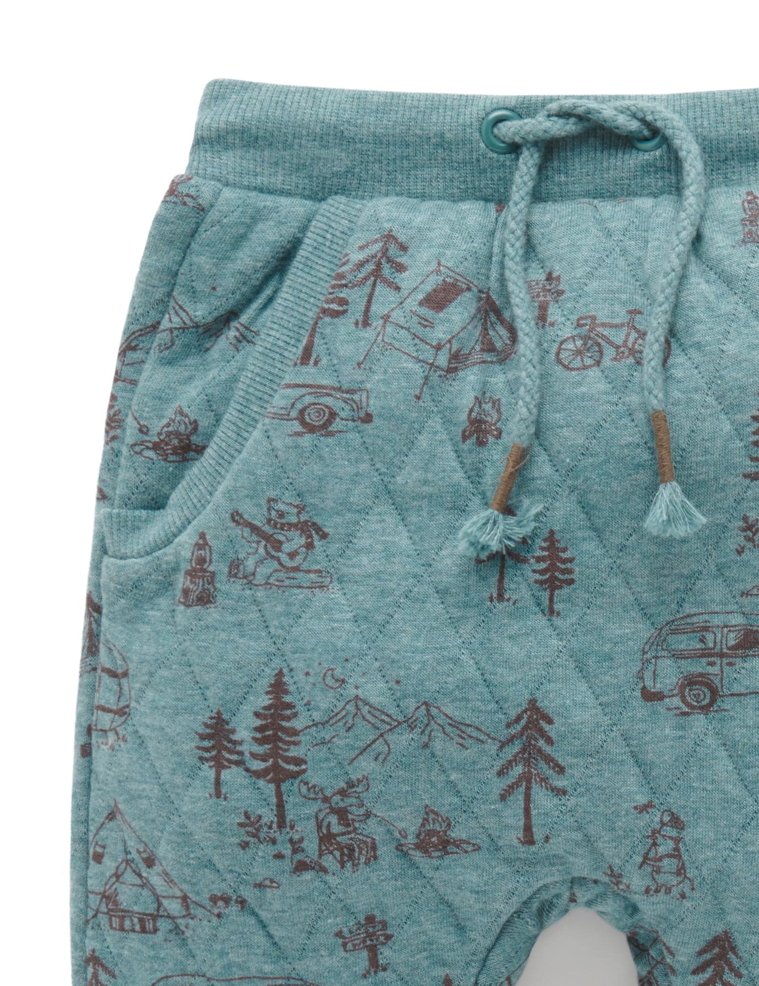 Quilted Track Pants - Camp Site Print