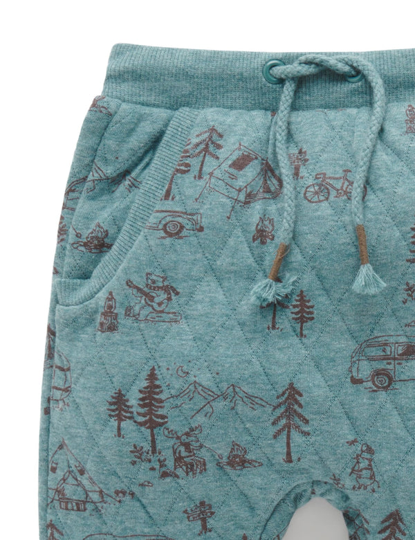 Quilted Track Pants - Camp Site Print