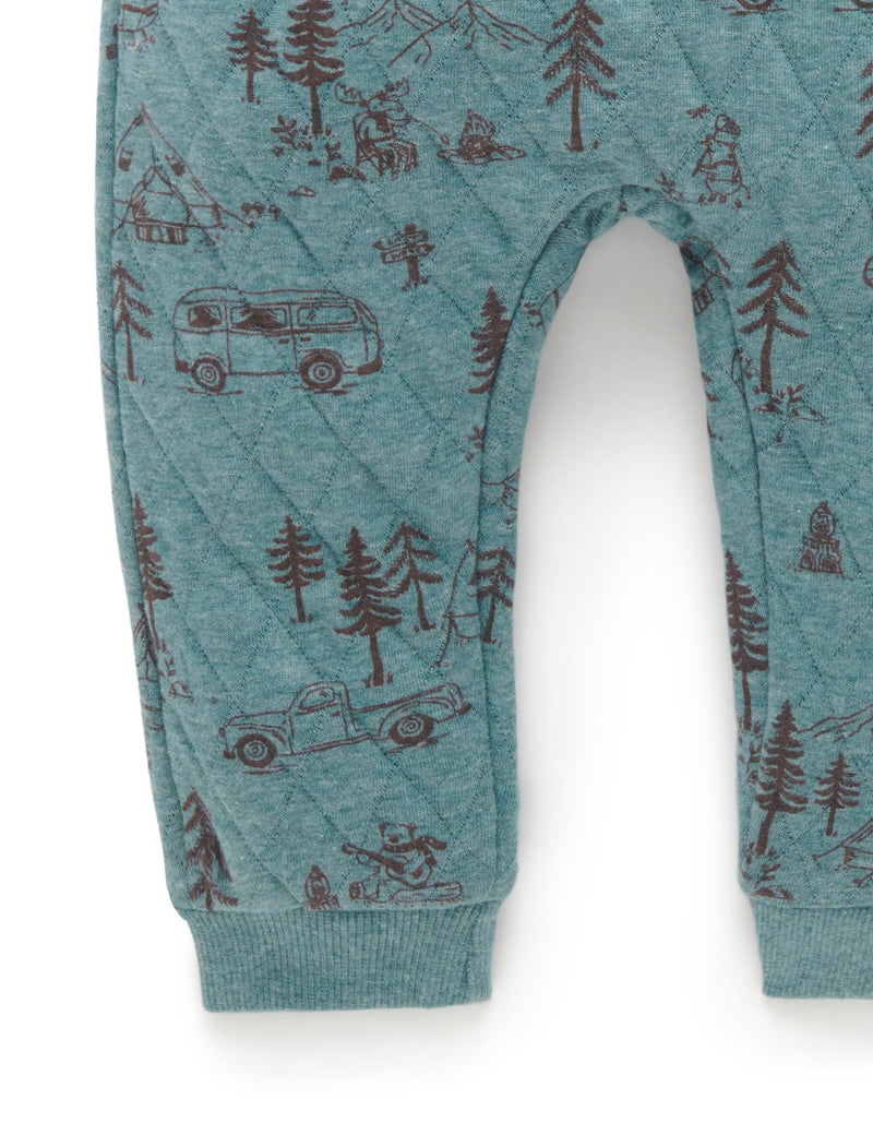 Quilted Track Pants - Camp Site Print