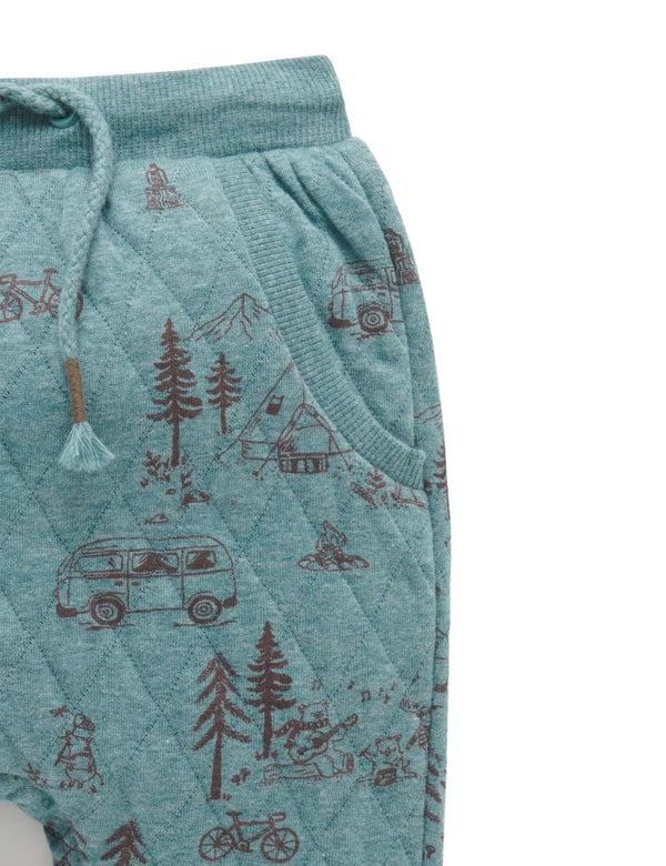 Quilted Track Pants - Camp Site Print