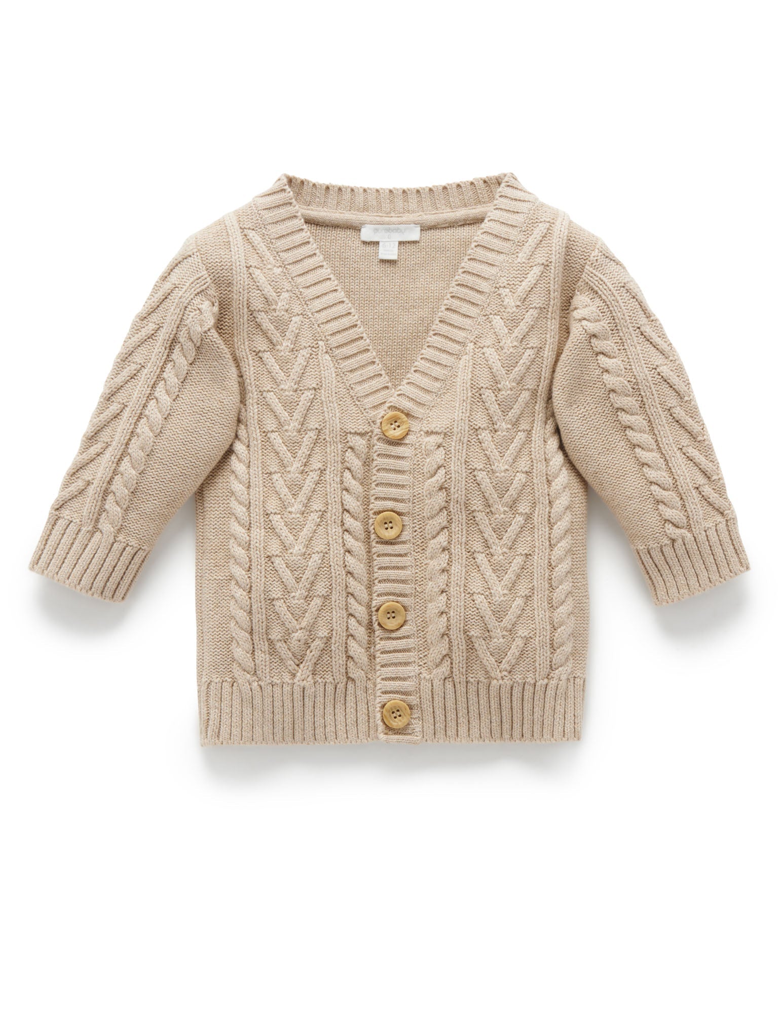 Classic Cable Cardigan - Biscuit Melange