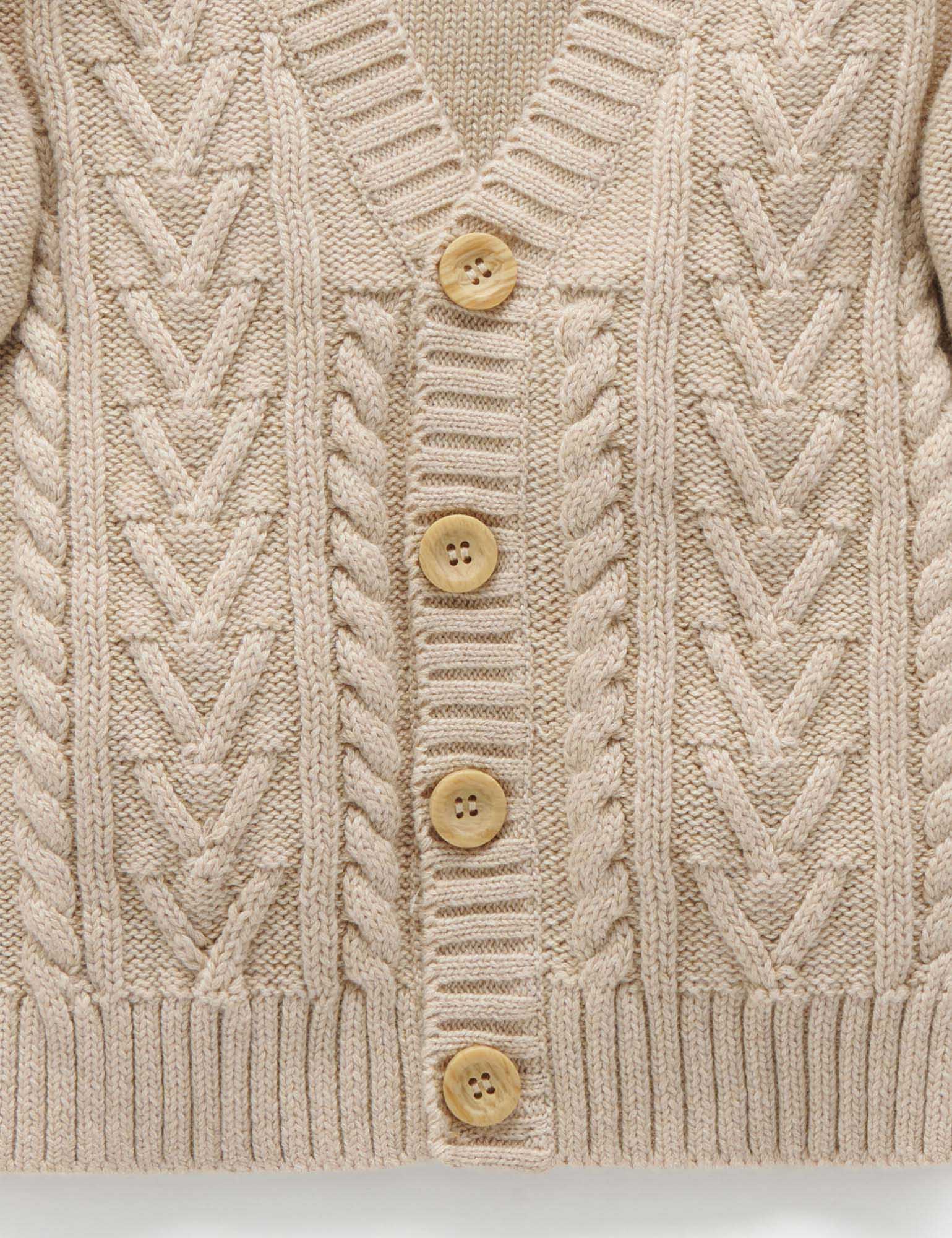 Classic Cable Cardigan - Biscuit Melange