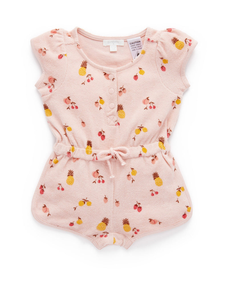 Towelling Playsuit - Summer Fruits Print