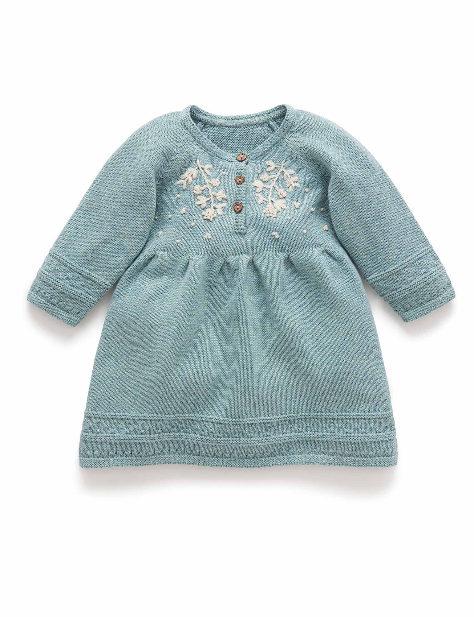 Winter Flower Dress - Moss Melange