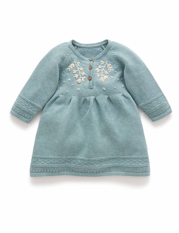 Winter Flower Dress - Moss Melange