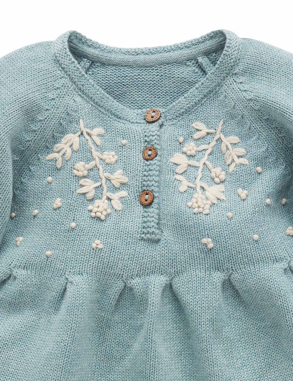Winter Flower Dress - Moss Melange