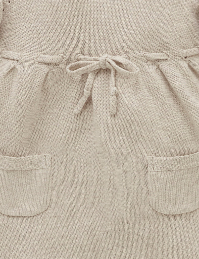 Scalloped Knitted Dress - Camel Melange