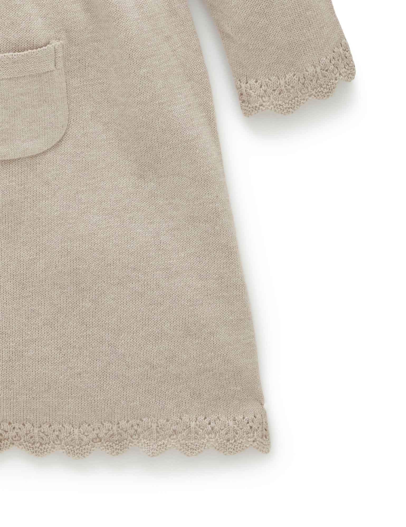 Scalloped Knitted Dress - Camel Melange