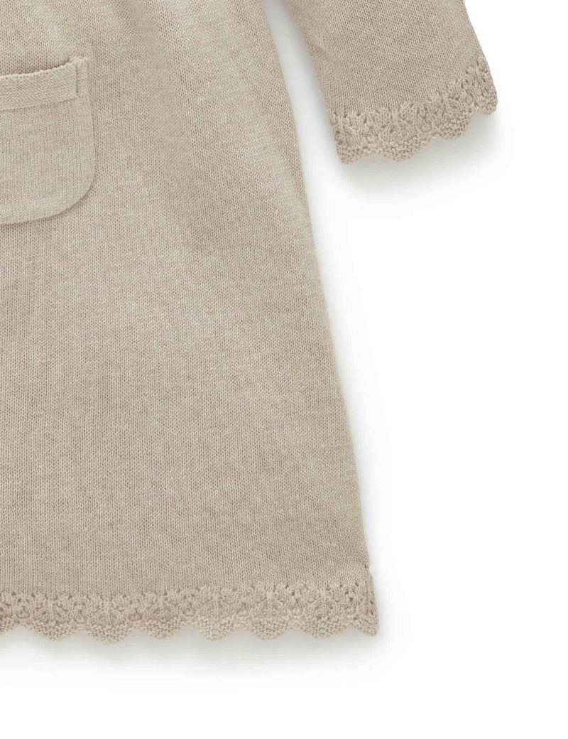 Scalloped Knitted Dress - Camel Melange