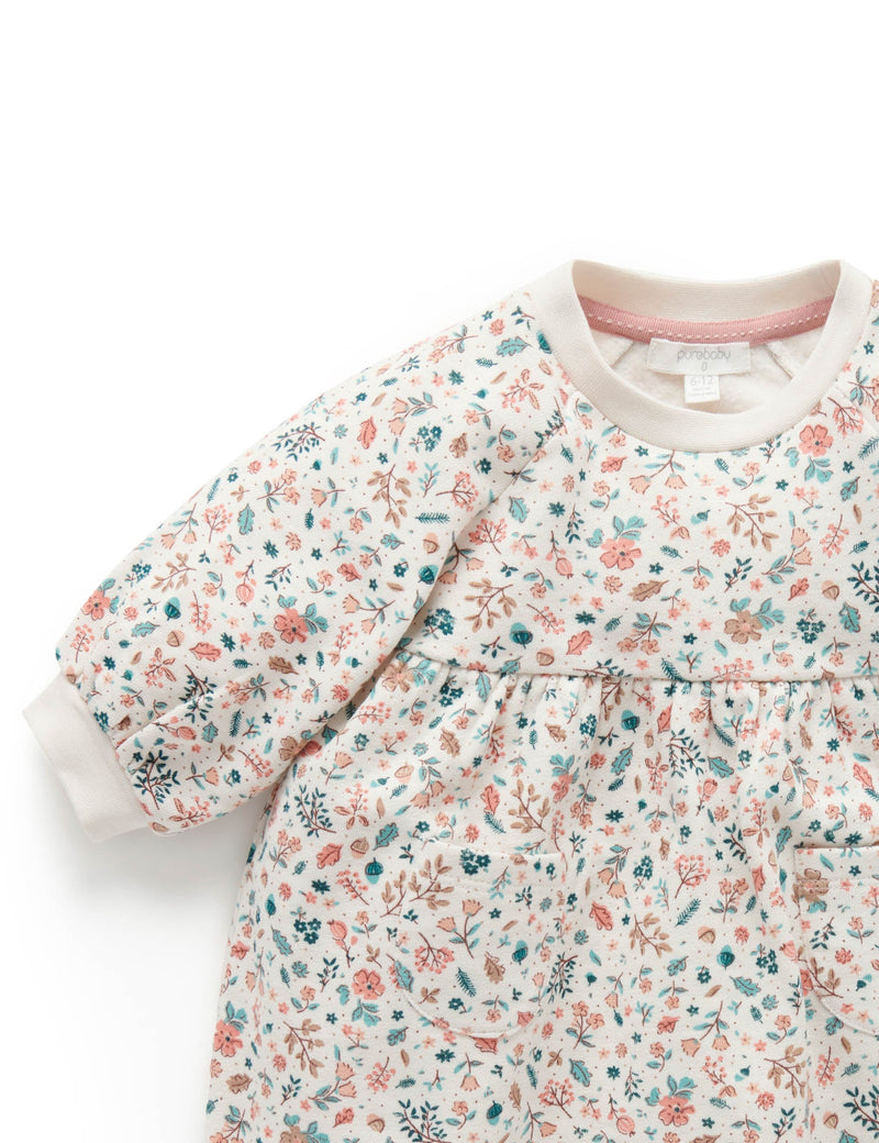 Fleece Dress - Leafy Print