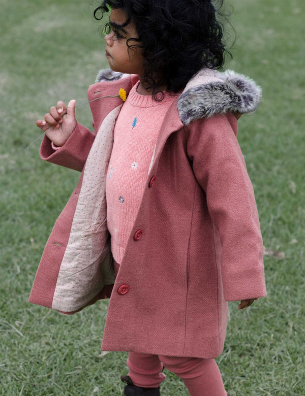 Duffle Coat with Fur - Prune