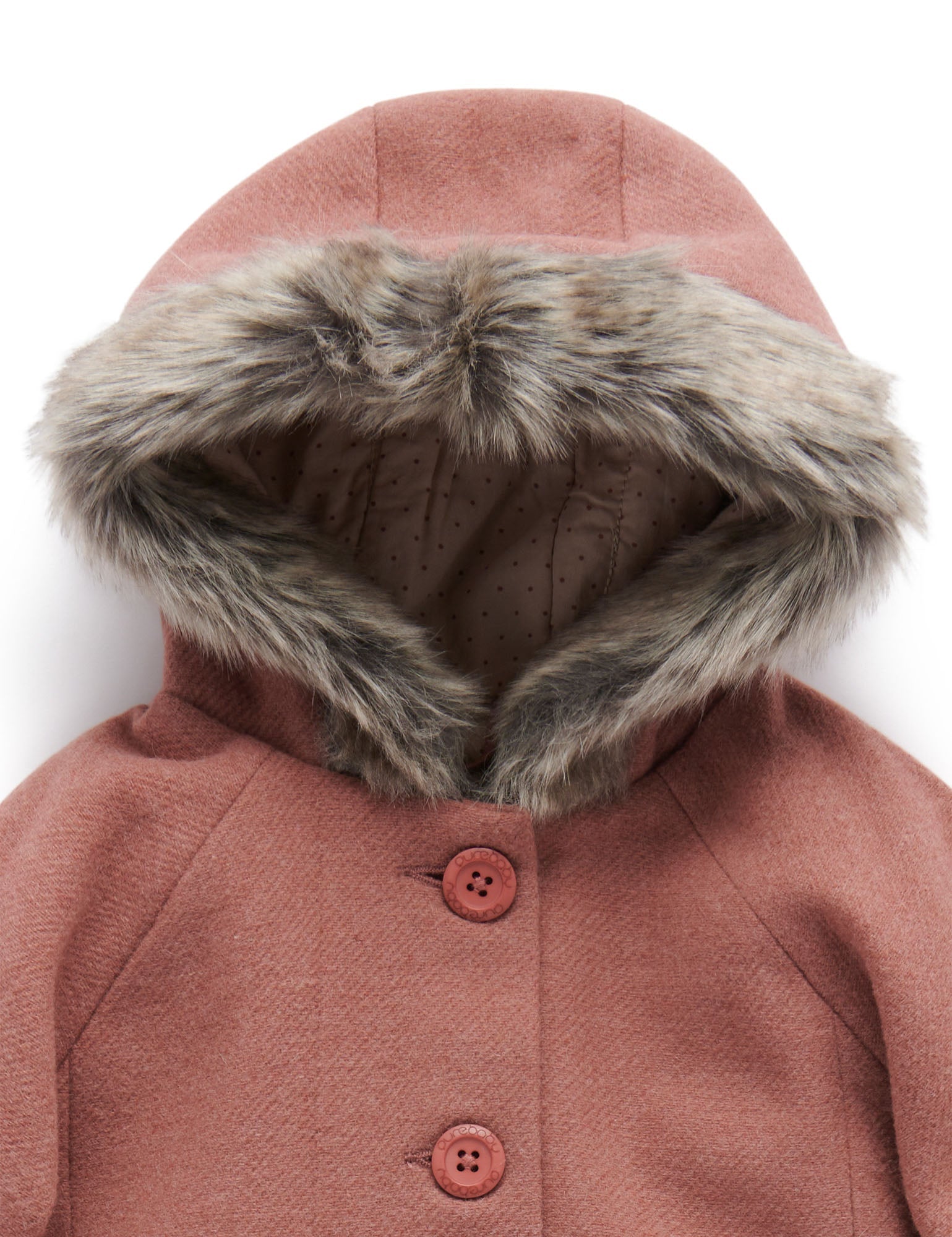 Duffle Coat with Fur - Prune