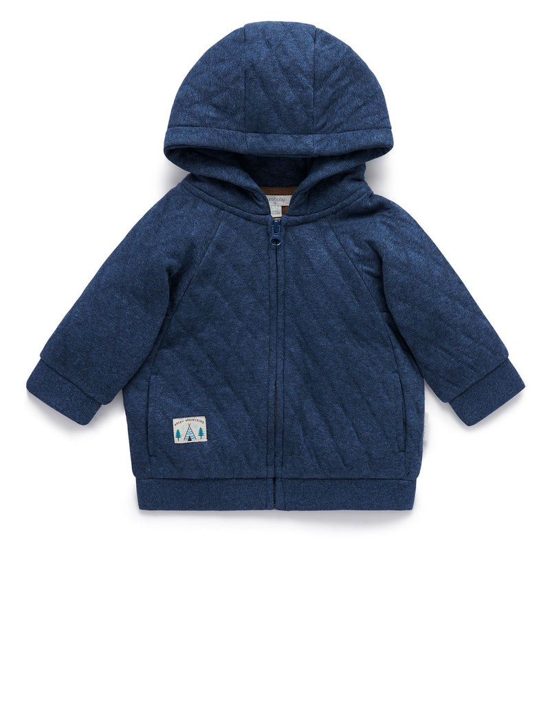 Quilted Hoodie - Indigo/Acorn Melange