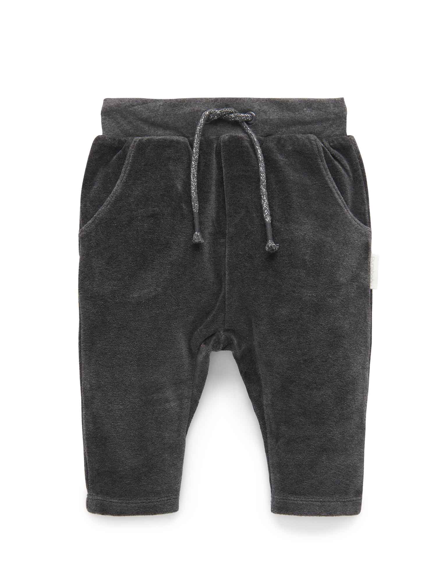 Velour Slouchy Pants - Charcoal Melange