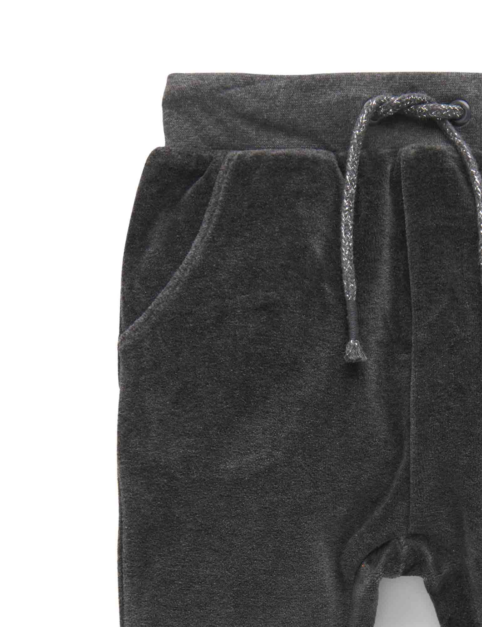 Velour Slouchy Pants - Charcoal Melange