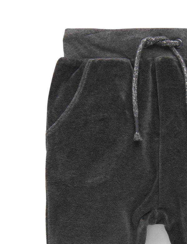 Velour Slouchy Pants - Charcoal Melange