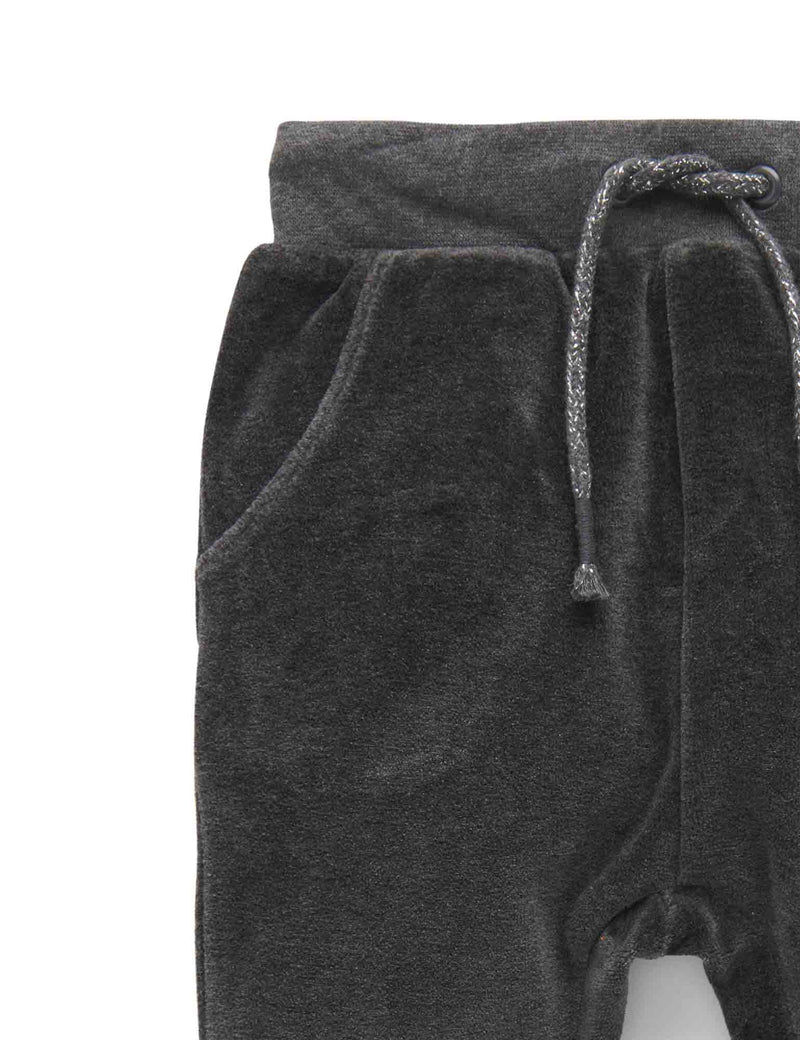 Velour Slouchy Pants - Charcoal Melange