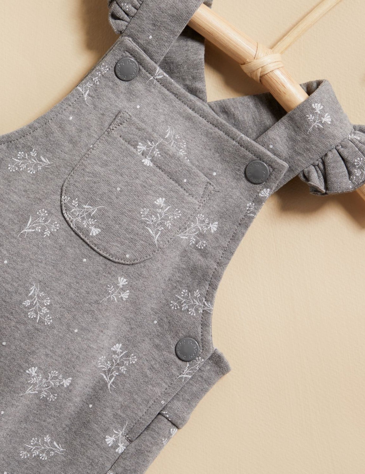 Cosy Fleece Overalls - Smoke Snow Drop Print