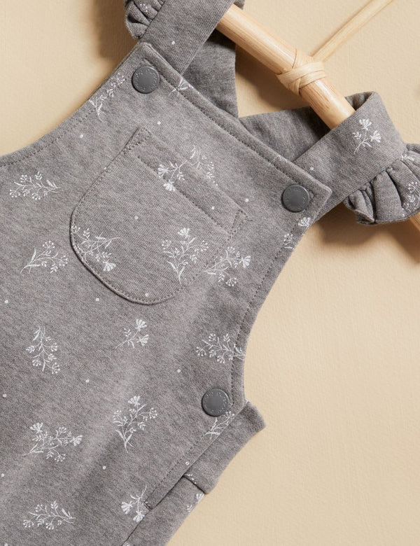 Cosy Fleece Overalls - Smoke Snow Drop Print