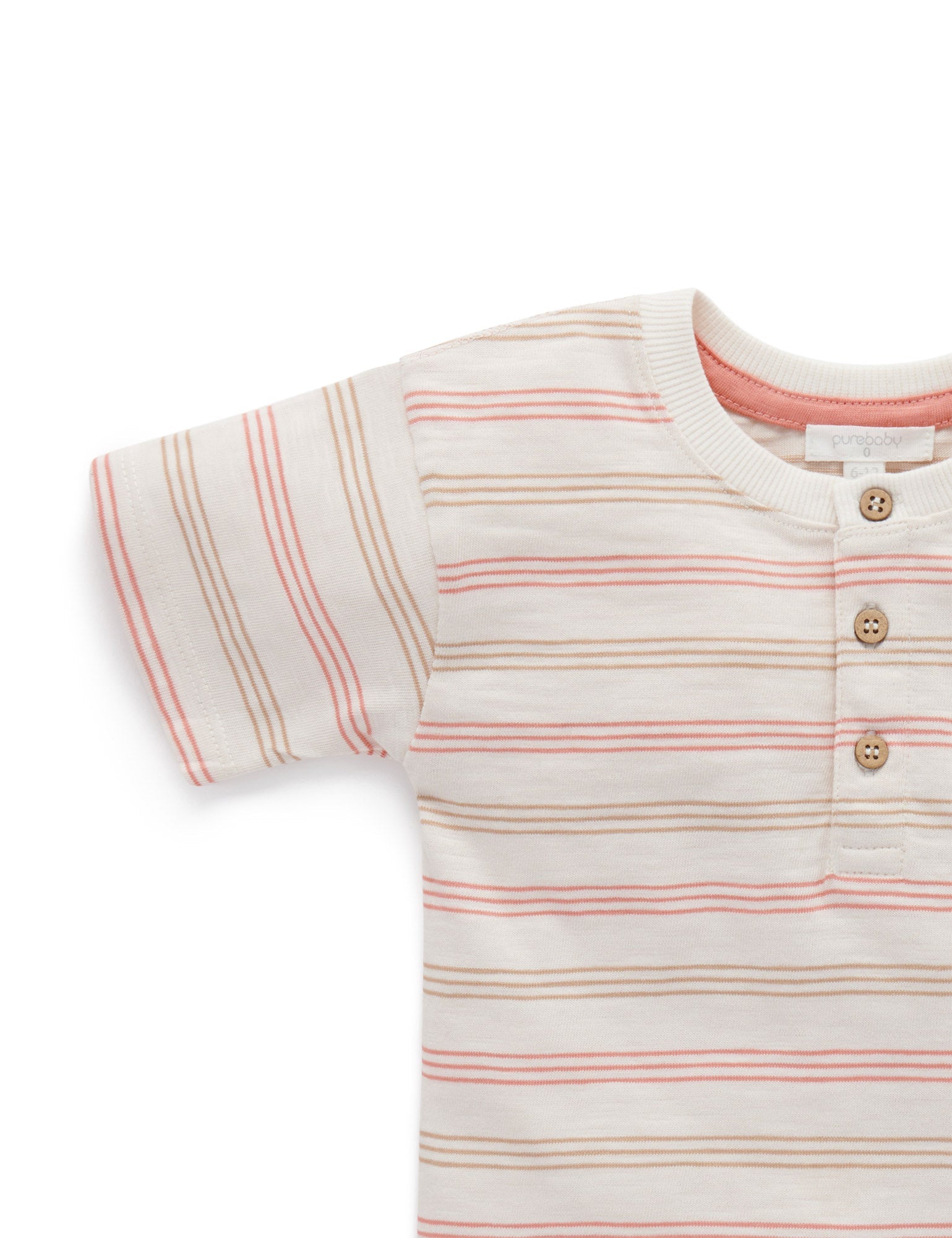Relaxed Henley Tee - Tangelo Stripe