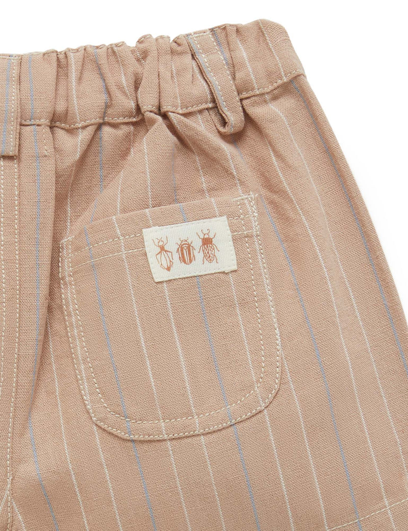 Pull on Shorts - Taupe Stripe
