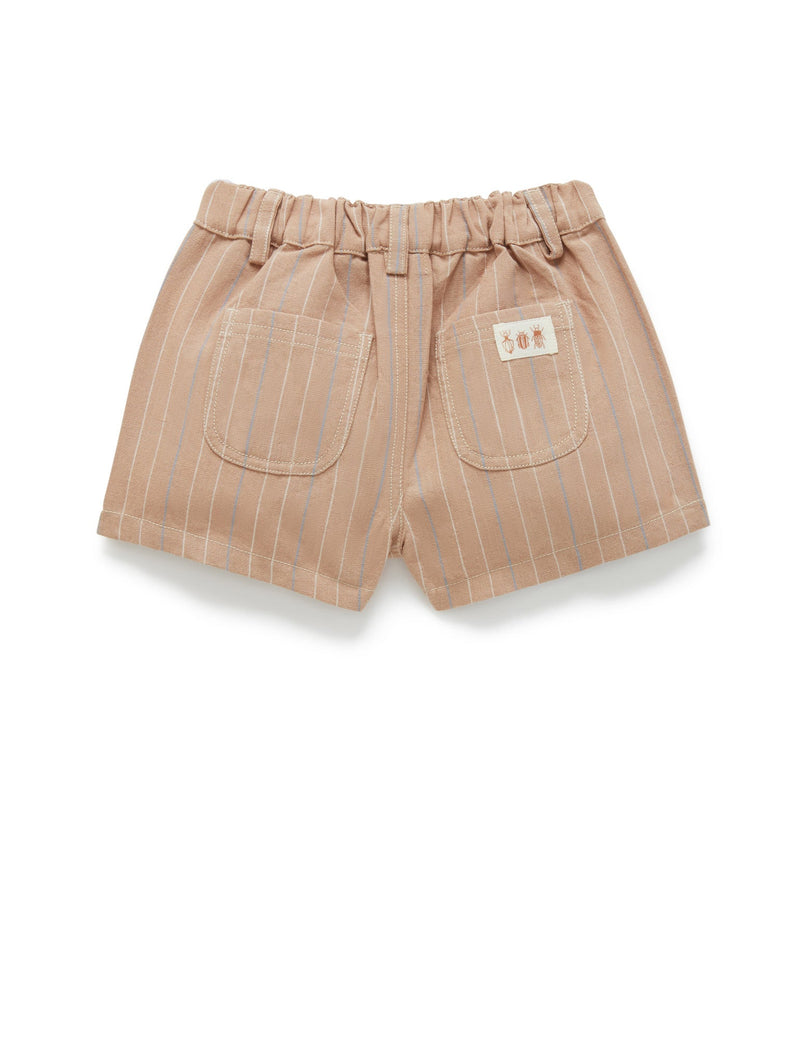 Pull on Shorts - Taupe Stripe