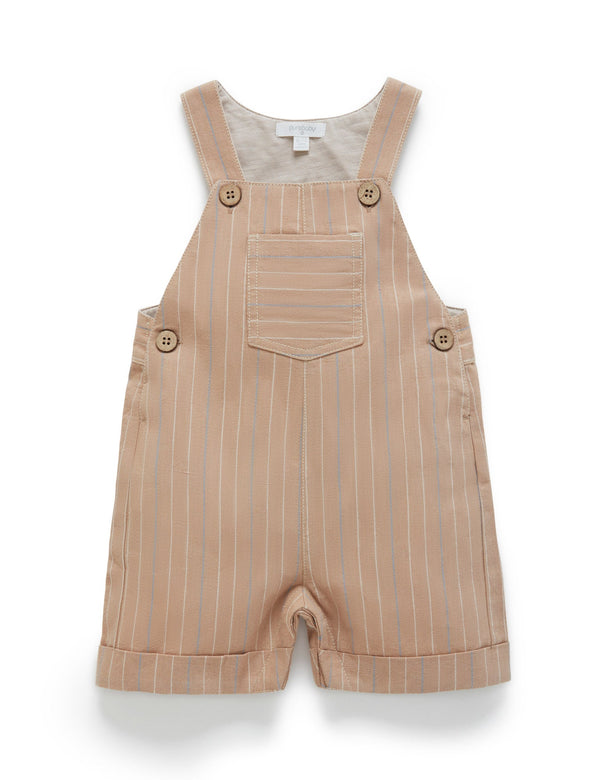 Linen Blend Overall - Taupe Stripe