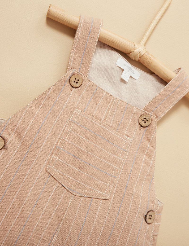 Linen Blend Overall - Taupe Stripe