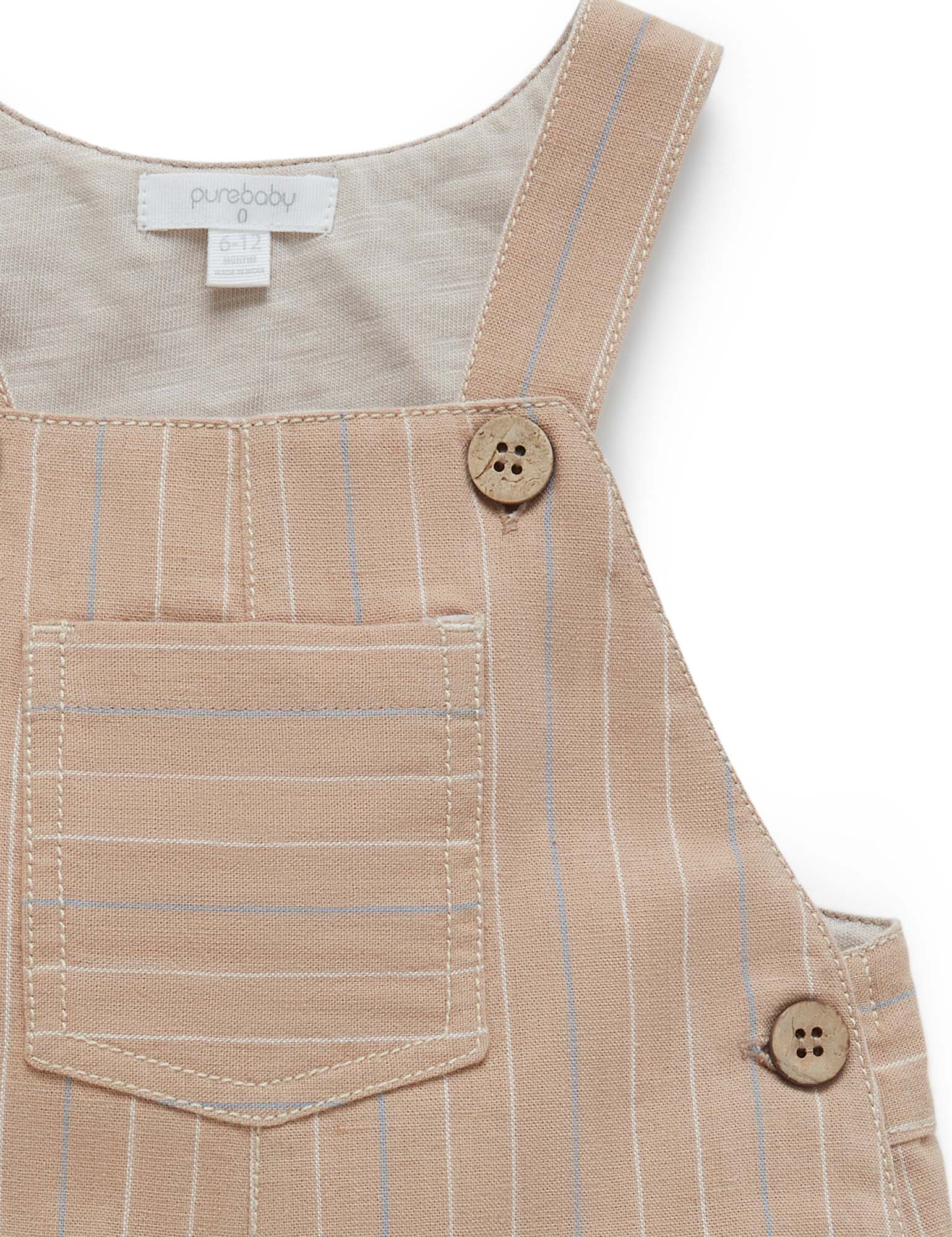 Linen Blend Overall - Taupe Stripe