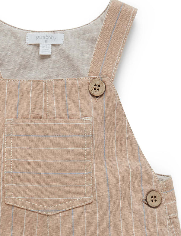Linen Blend Overall - Taupe Stripe