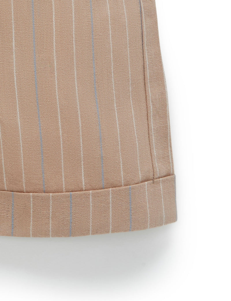 Linen Blend Overall - Taupe Stripe