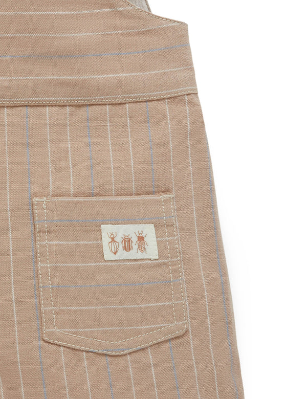 Linen Blend Overall - Taupe Stripe
