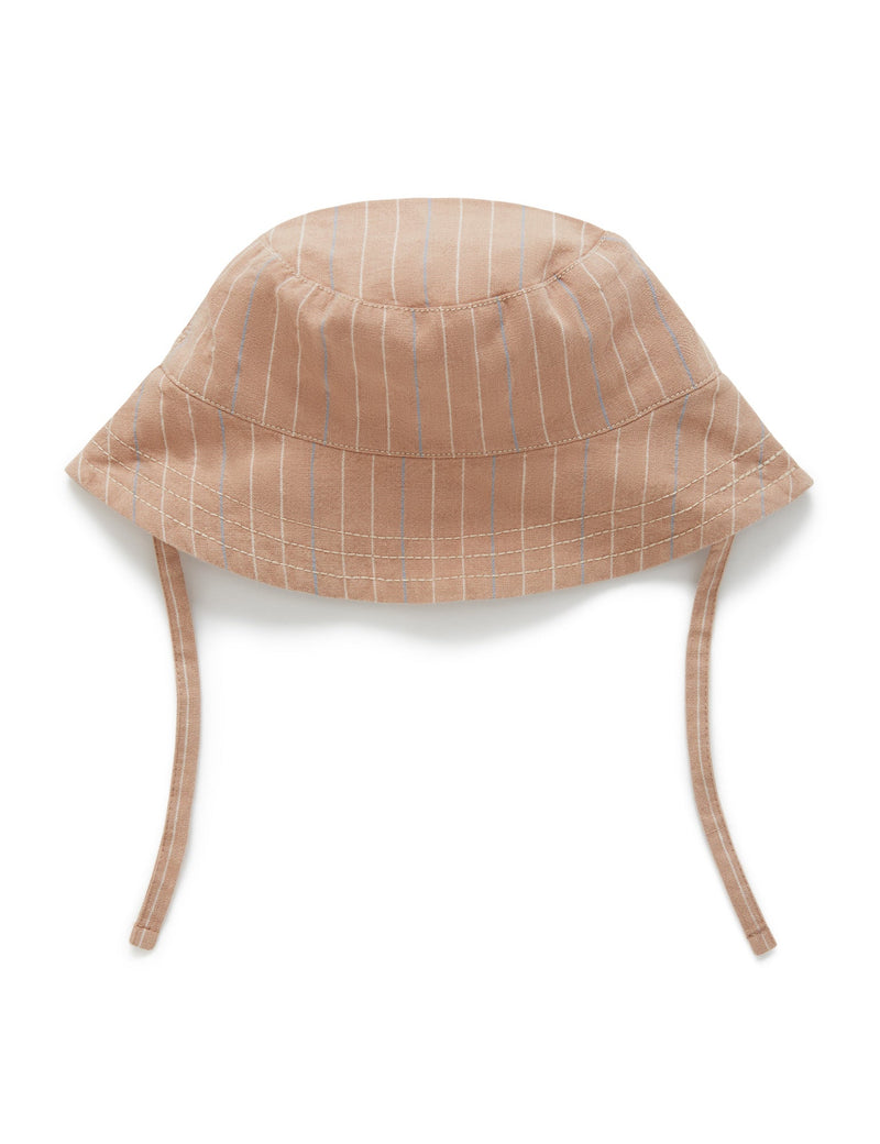Linen Blend Bucket Hat - Taupe Stripe