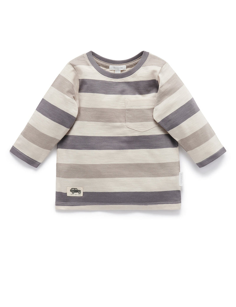 Road Trip Thick L/slv Tee - Stone Stripe