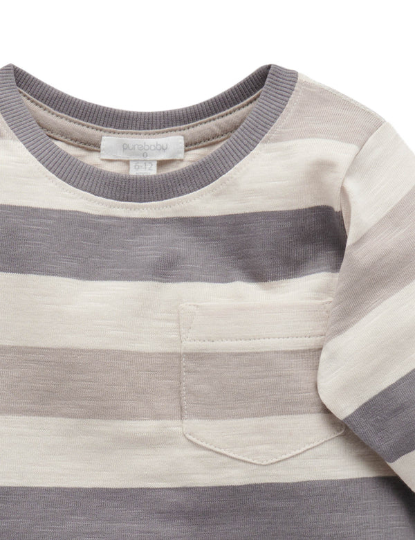 Road Trip Thick L/slv Tee - Stone Stripe