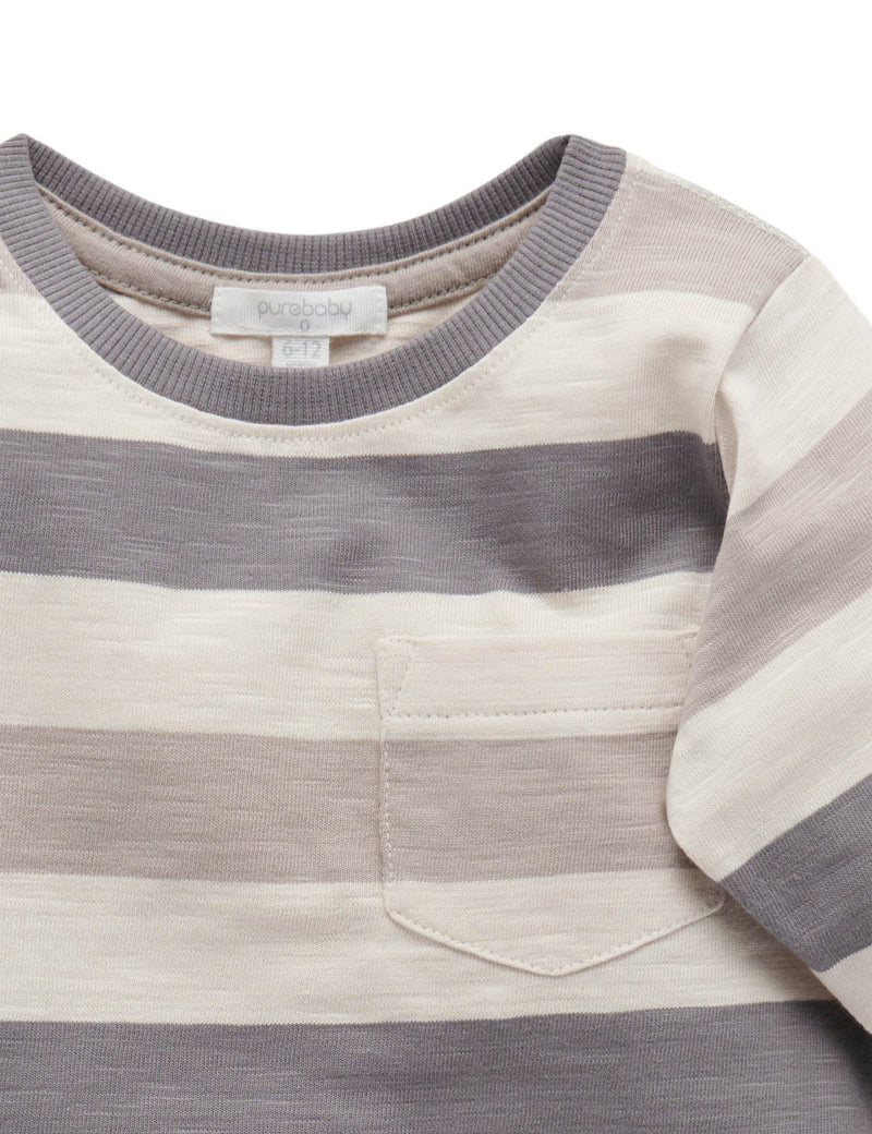 Road Trip Thick L/slv Tee - Stone Stripe